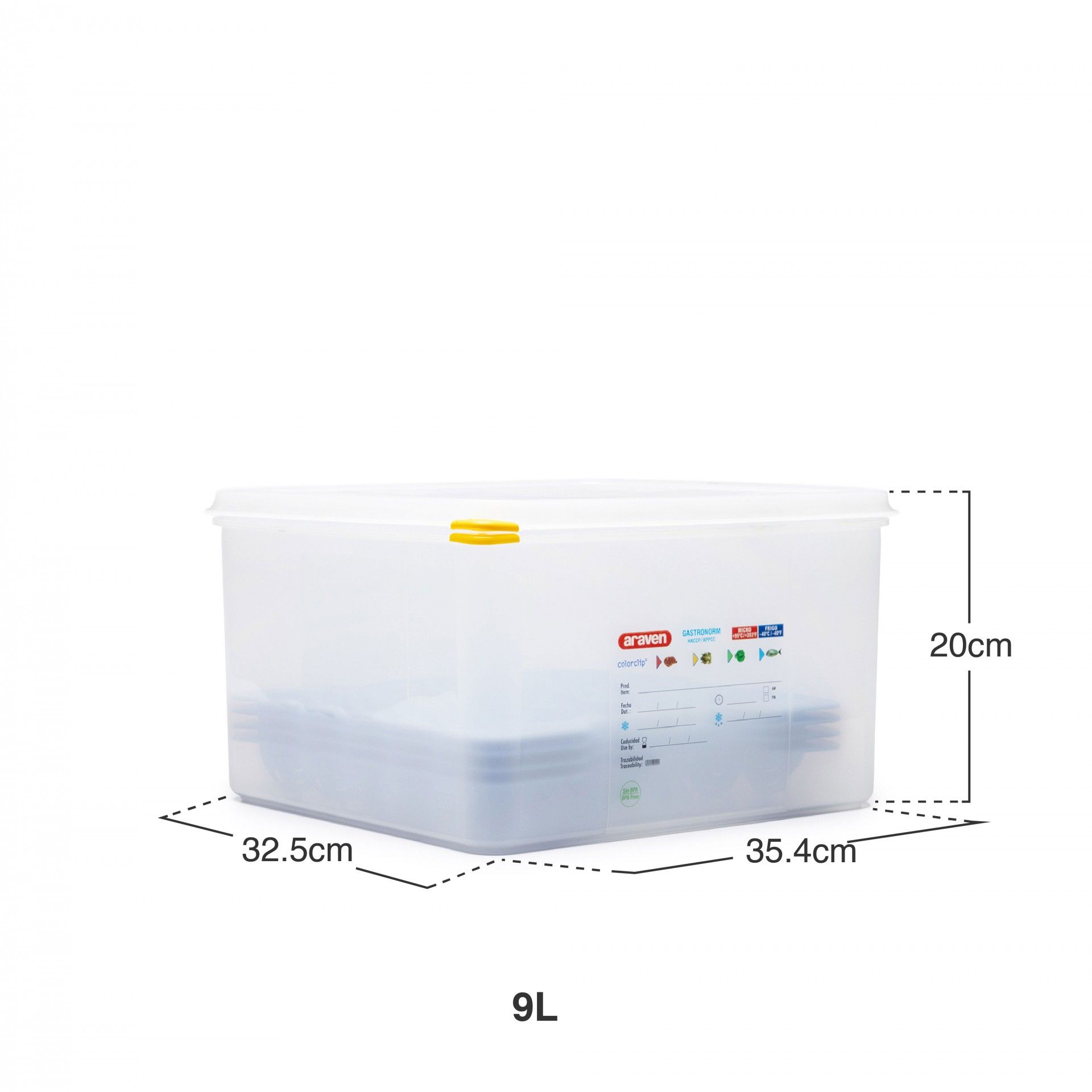 Caixa Hermética Porta Ovos Gn2/3 4 Bandejas 9L 35.4X32.5X20cm