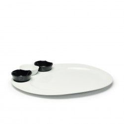 Prato Porcelana Four + 3 Taças Branco 34X28X2cm Prato Porcelana Four + 3 Taças Branco 34X28X2cm
