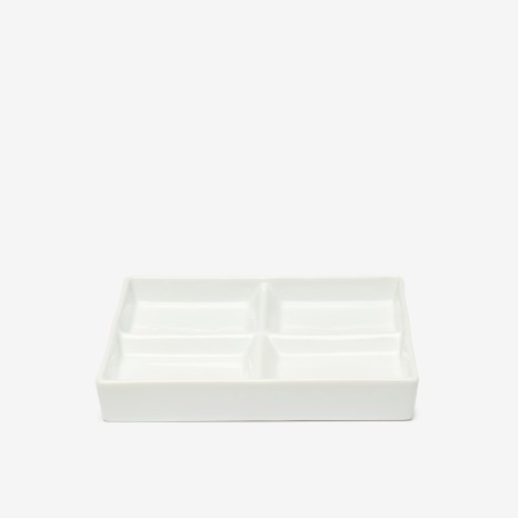 Prato 4 Compartimentos Porcelana Quadrado Branco 18.5X18.5X2cm - Image product