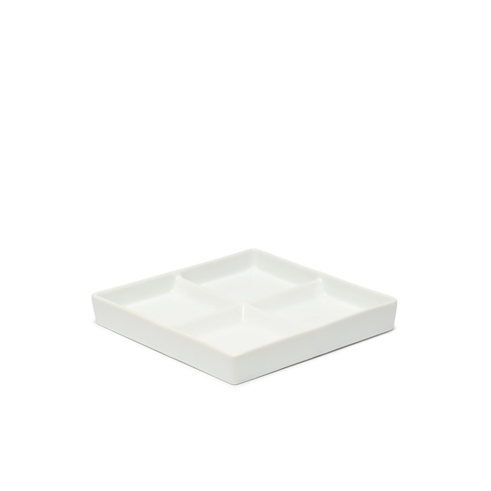 Prato 4 Compartimentos Porcelana Quadrado Branco 18.5X18.5X2cm
