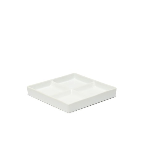 Prato 4 Compartimentos Porcelana Quadrado Branco 18.5X18.5X2cm - Image product