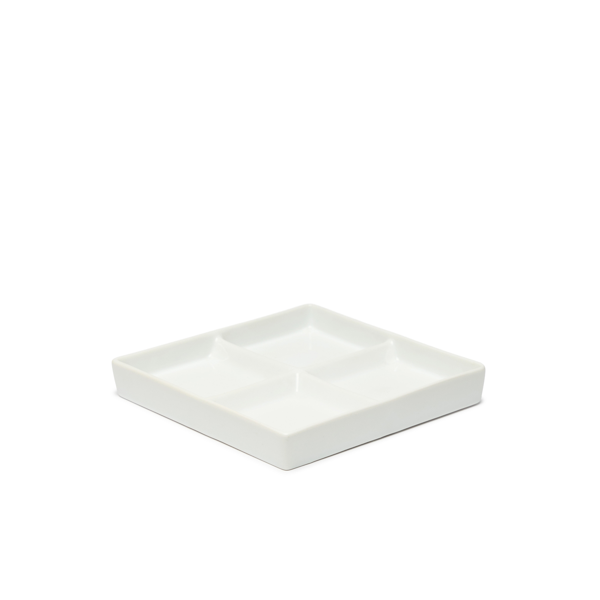 Prato 4 Compartimentos Porcelana Quadrado Branco 18.5X18.5X2cm