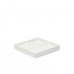 Prato 4 Compartimentos Porcelana Quadrado Branco 18.5X18.5X2cm Prato 4 Compartimentos Porcelana Quadrado Branco 18.5X18.5X2cm