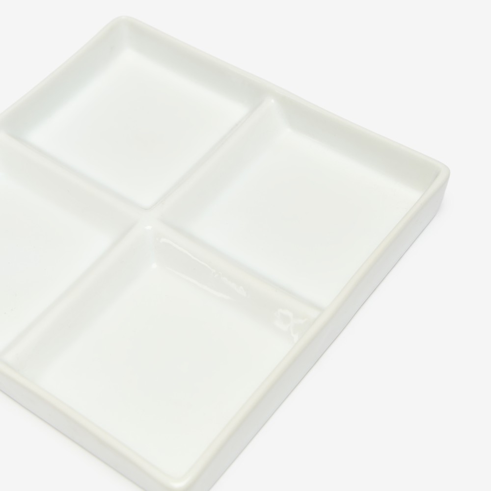 Prato 4 Compartimentos Porcelana Quadrado Branco 18.5X18.5X2cm