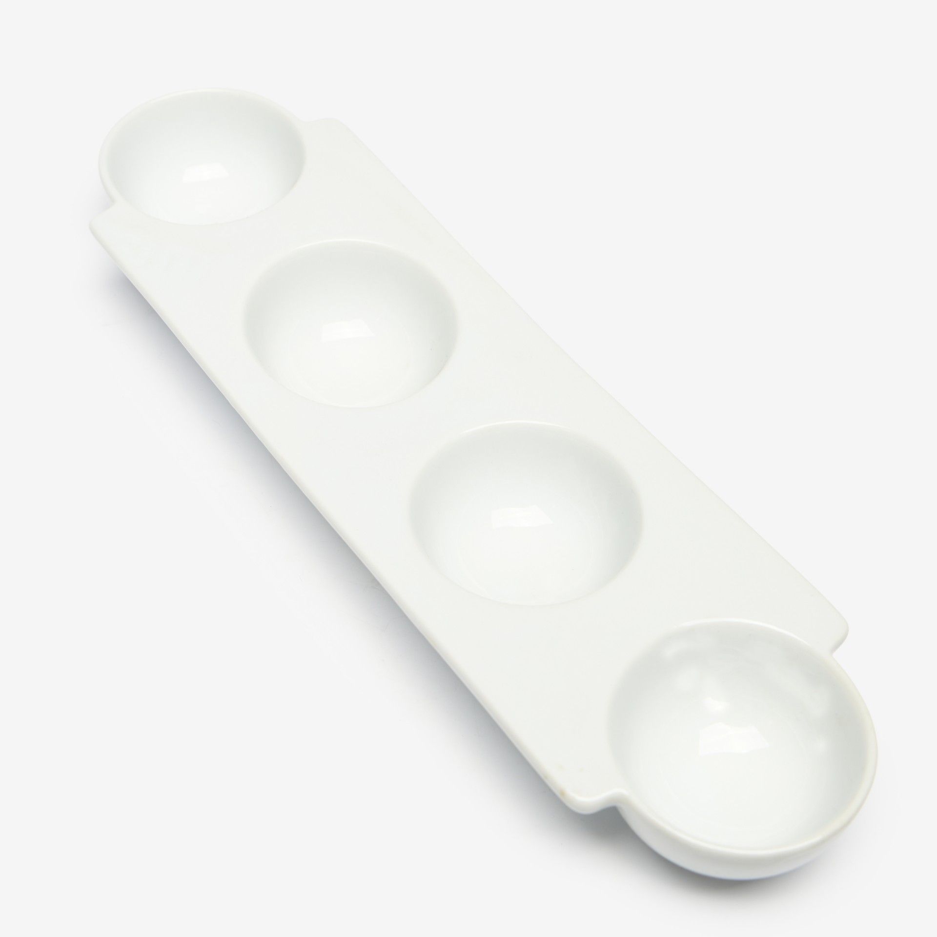 Bandeja Porcelana Degustacion 4 Divisões Branco 31X9X3cm