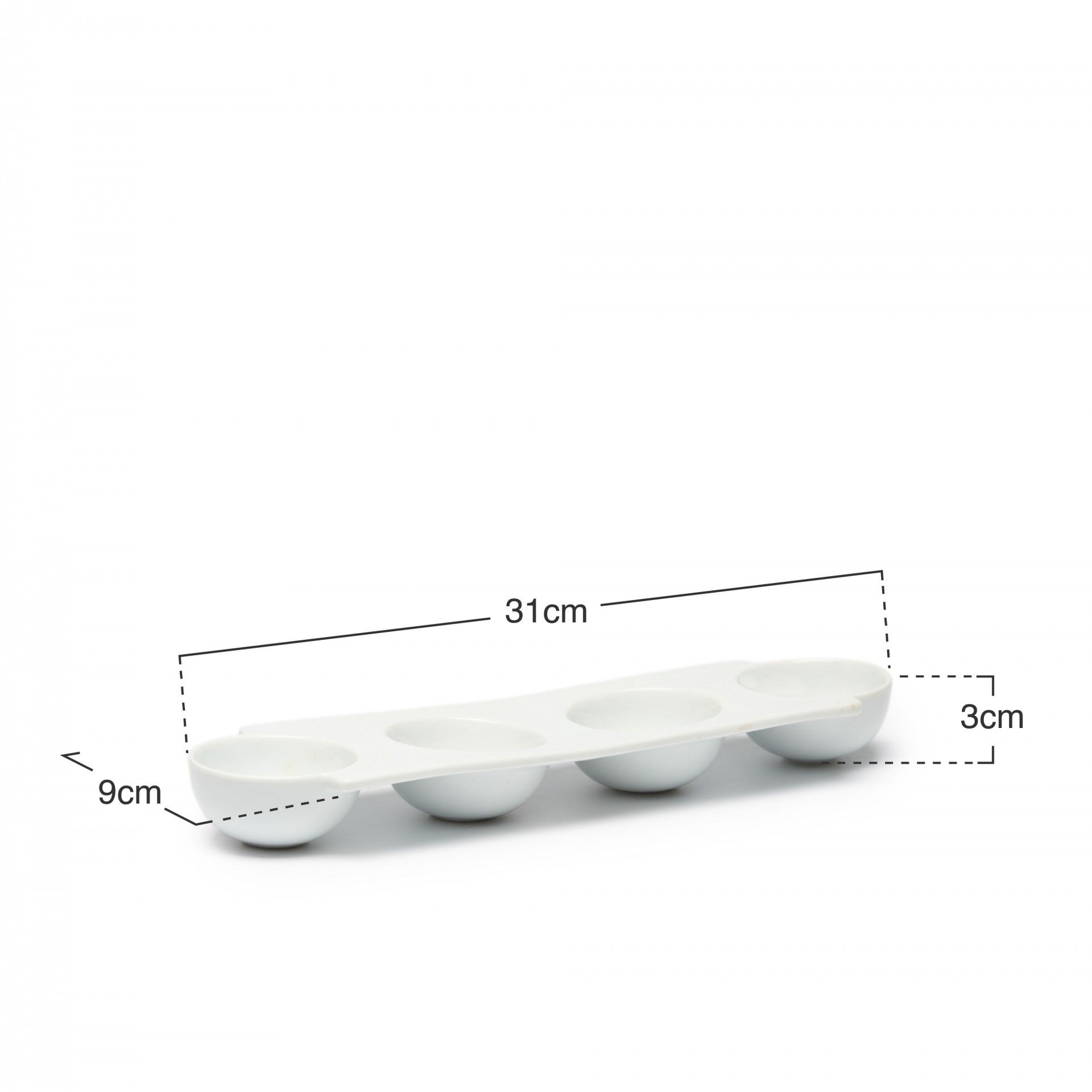 Bandeja Porcelana Degustacion 4 Divisões Branco 31X9X3cm