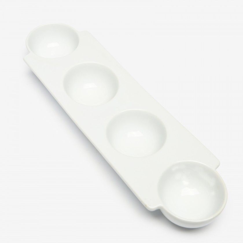 Bandeja Porcelana Degustacion 4 Divisões Branco 31X9X3cm Bandeja Porcelana Degustacion 4 Divisões Branco 31X9X3cm