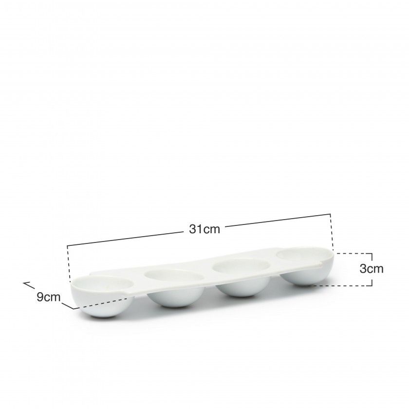 Bandeja Porcelana Degustacion 4 Divisões Branco 31X9X3cm Bandeja Porcelana Degustacion 4 Divisões Branco 31X9X3cm