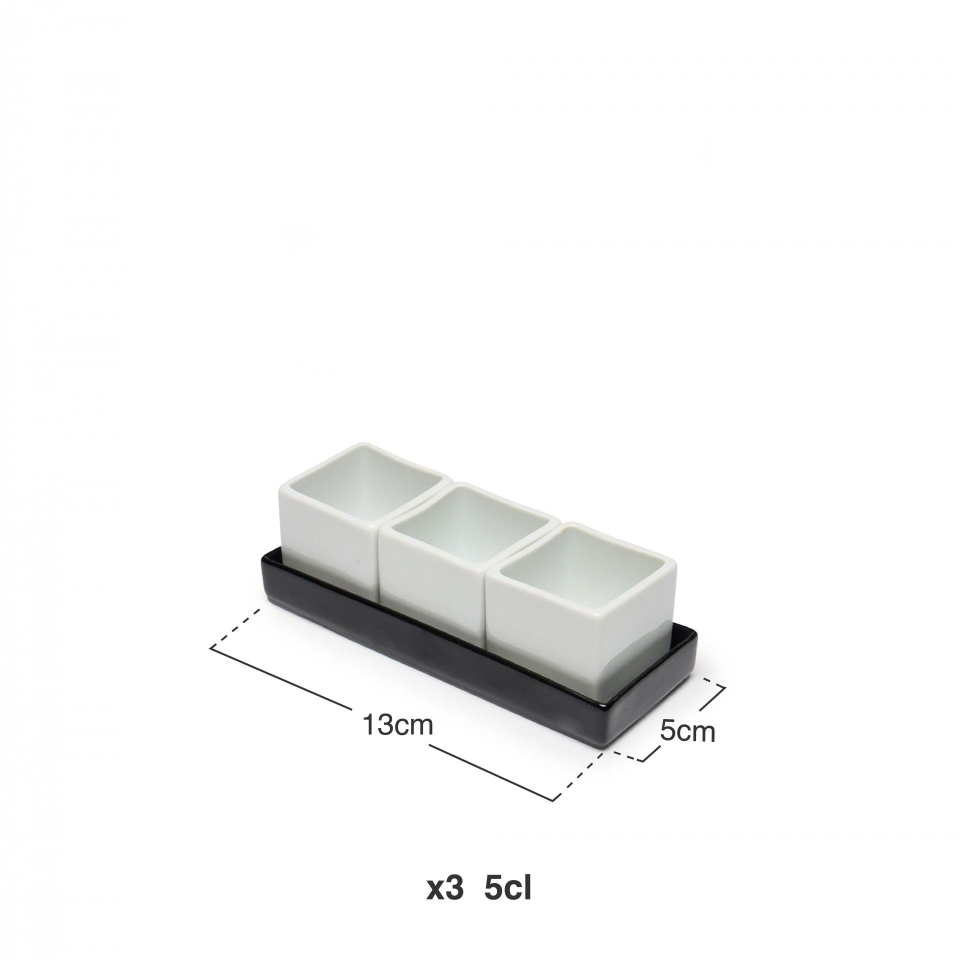 Base com 3 Taças + Colher Porcelana Ming Branco 5X5X4cm