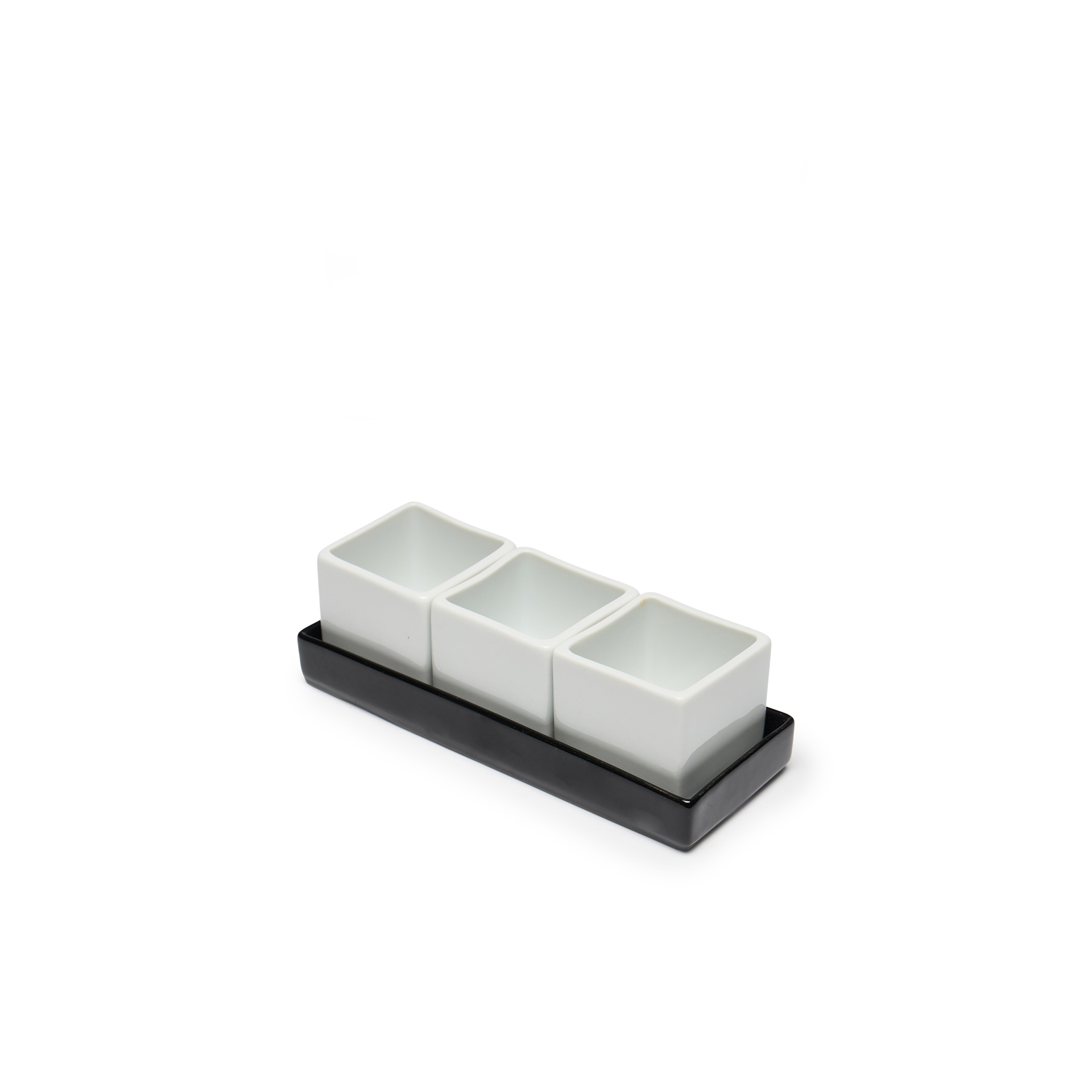 Base com 3 Taças + Colher Porcelana Ming Branco 5X5X4cm