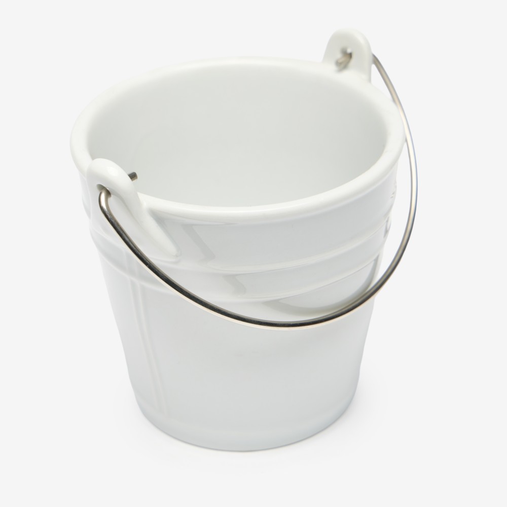 Balde com Asa Porcelana Degustacion Branco 43cl 11X10cm