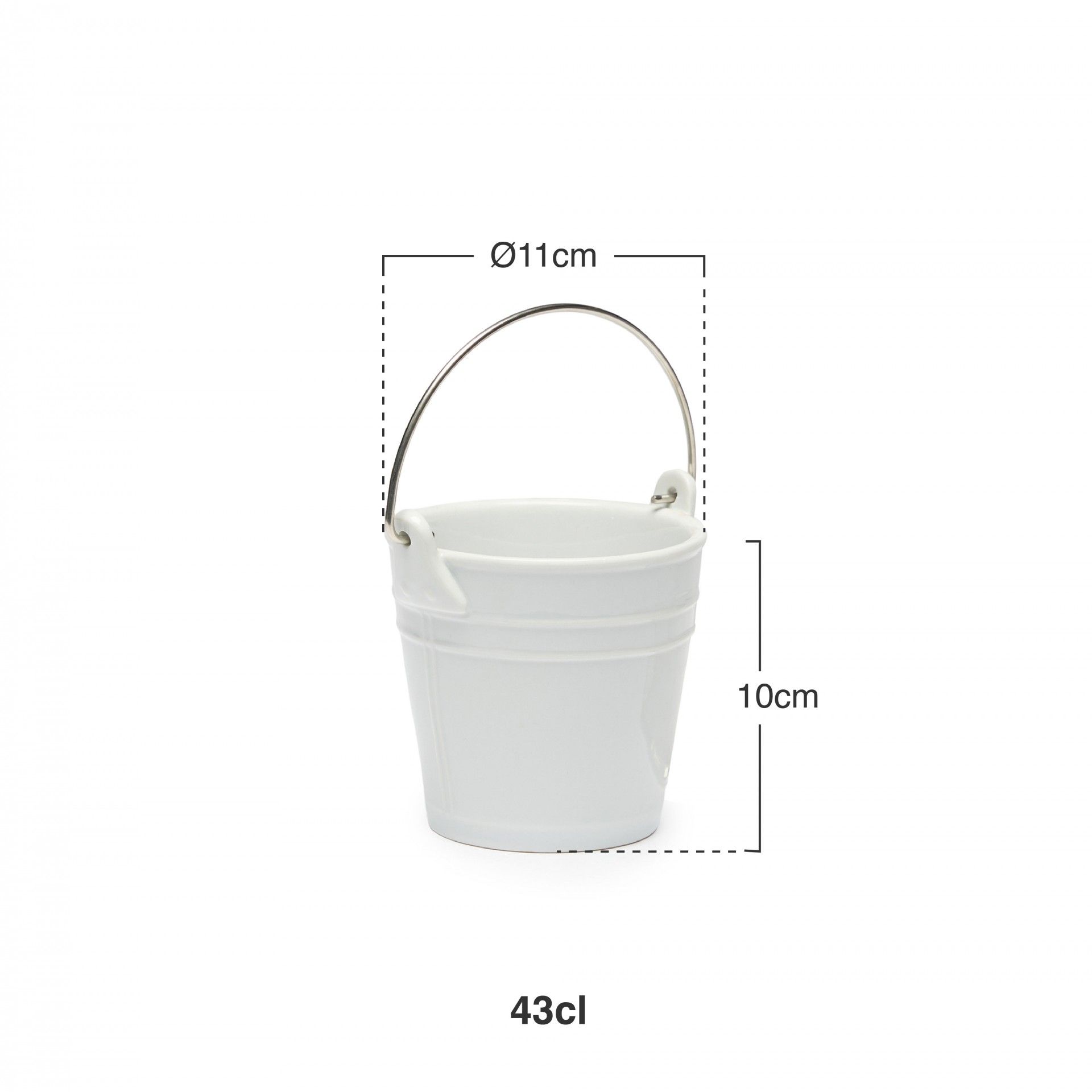 Balde com Asa Porcelana Degustacion Branco 43cl 11X10cm