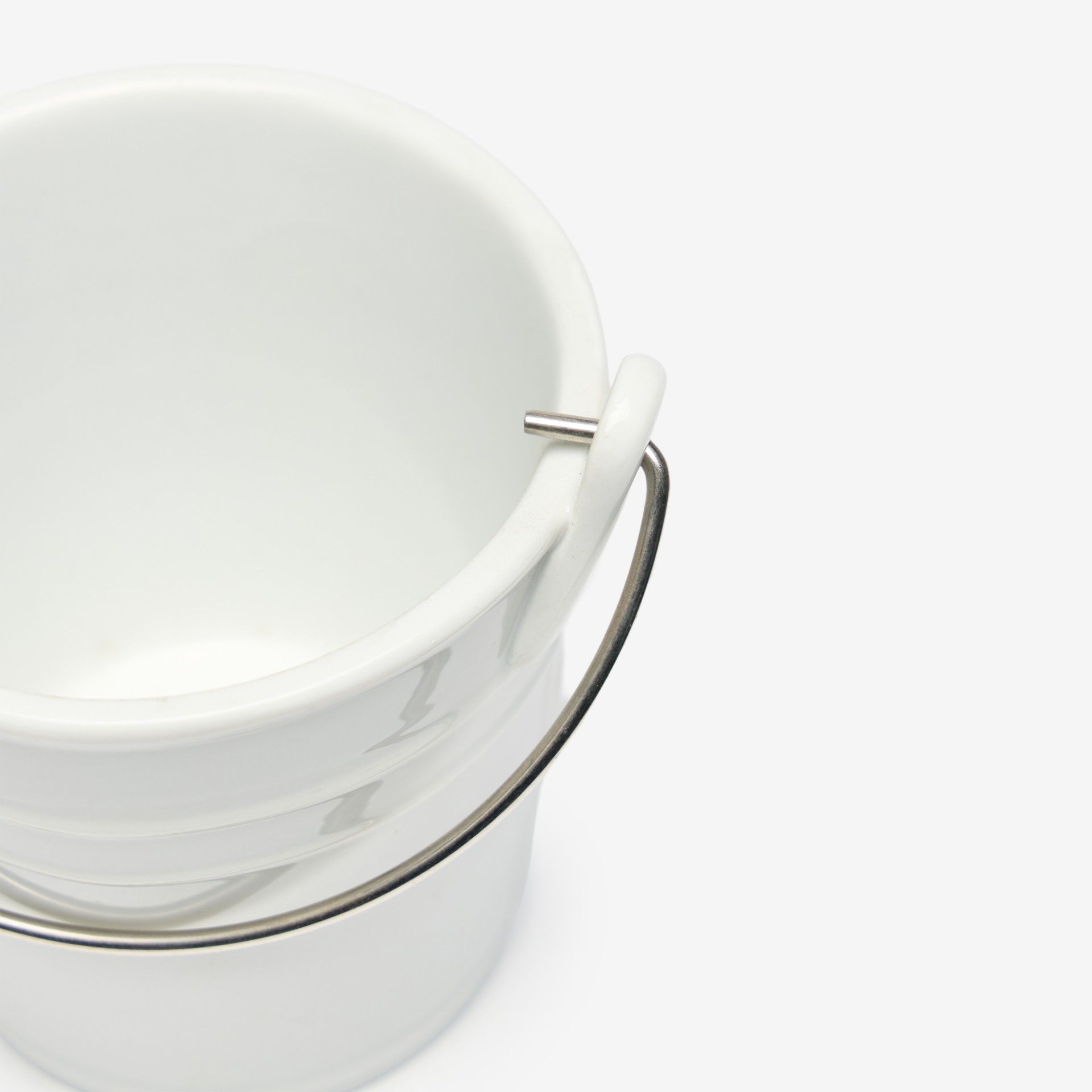Balde com Asa Porcelana Degustacion Branco 43cl 11X10cm