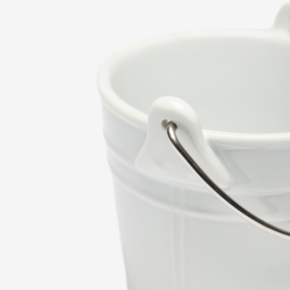 Balde com Asa Porcelana Degustacion Branco 43cl 11X10cm