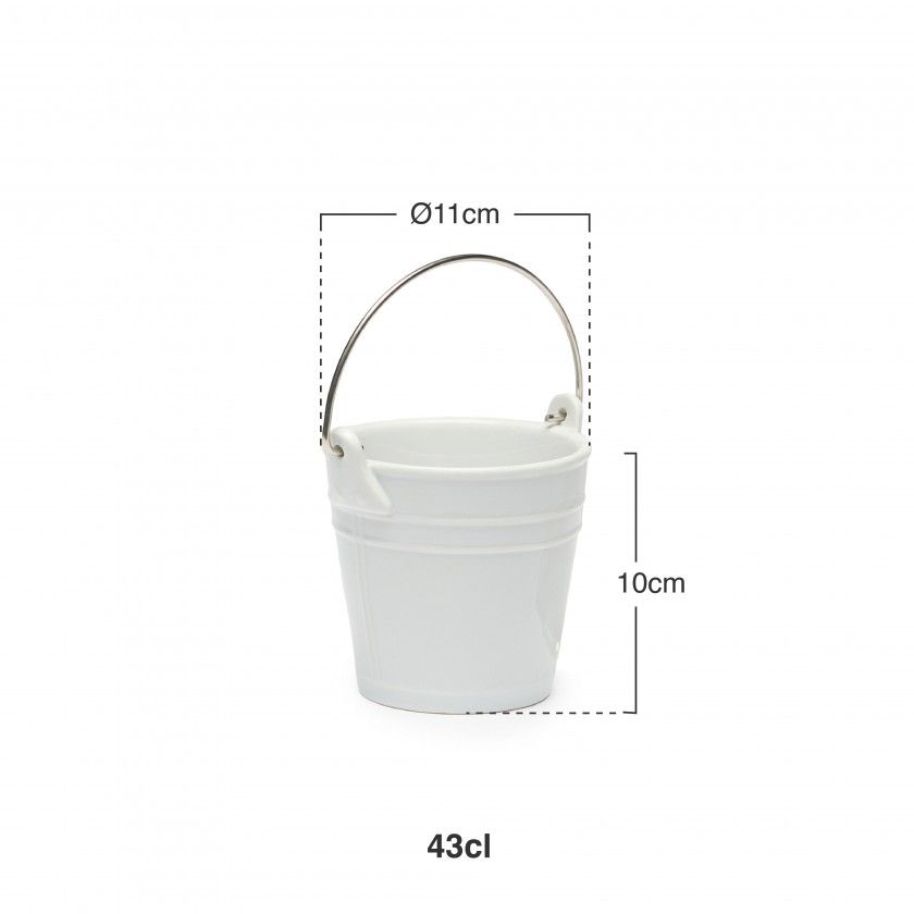 Balde com Asa Porcelana Degustacion Branco 43cl 11X10cm Balde com Asa Porcelana Degustacion Branco 43cl 11X10cm