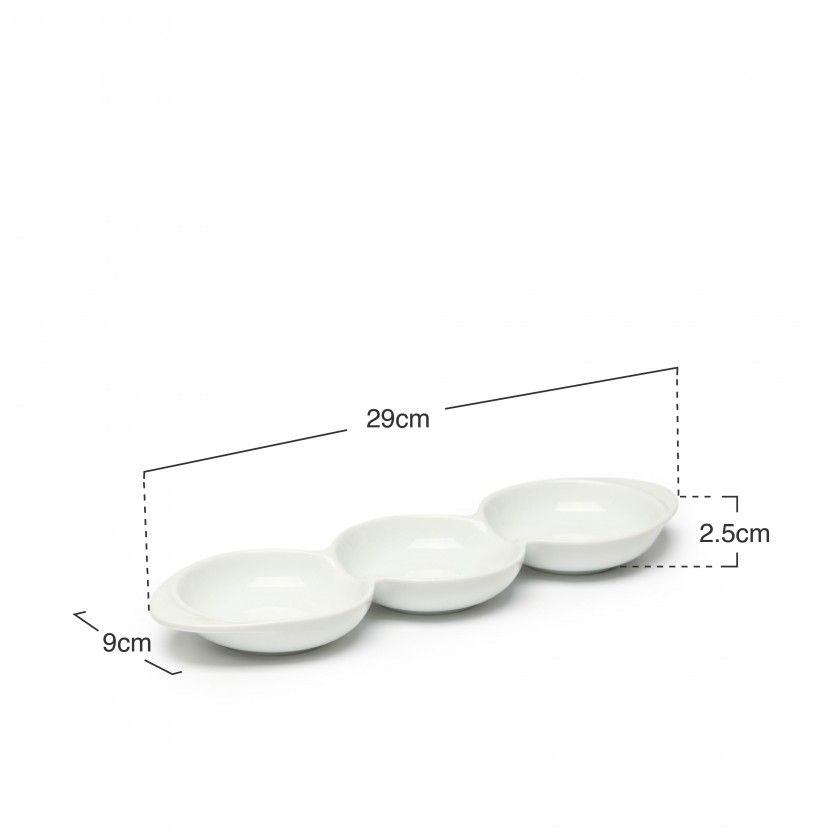 Bandeja Porcelana Degustacion 3 Divisões Branco 29X9X2.5cm Bandeja Porcelana Degustacion 3 Divisões Branco 29X9X2.5cm