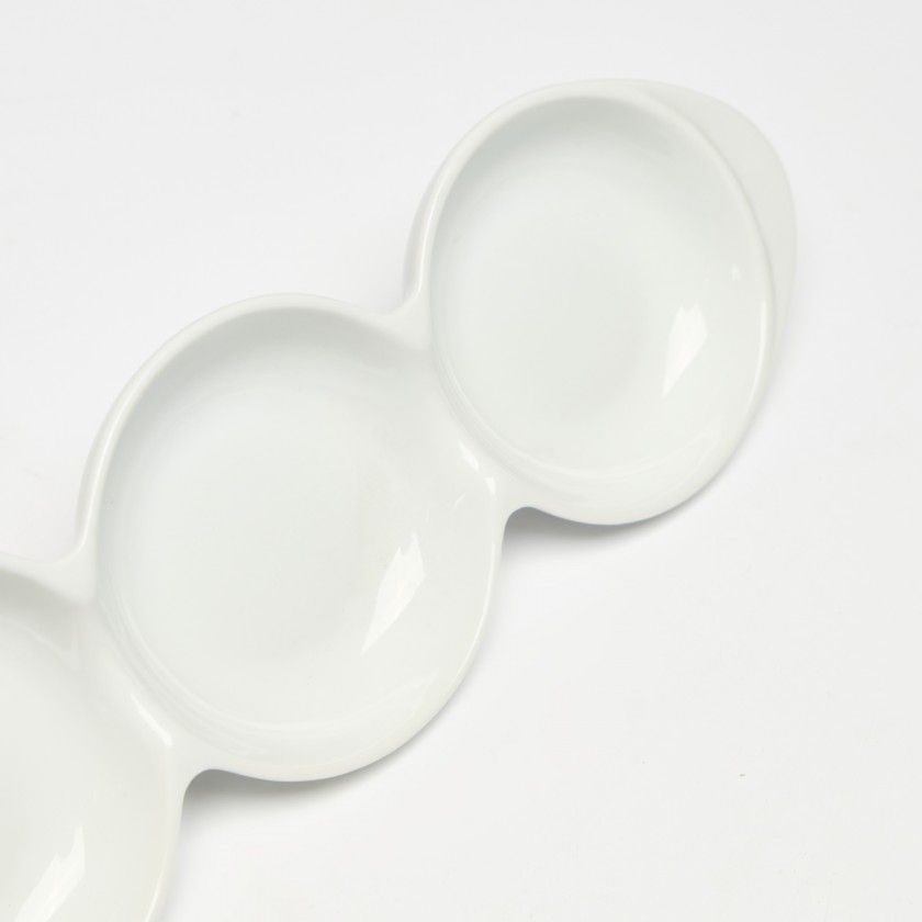 Bandeja Porcelana Degustacion 3 Divisões Branco 29X9X2.5cm Bandeja Porcelana Degustacion 3 Divisões Branco 29X9X2.5cm