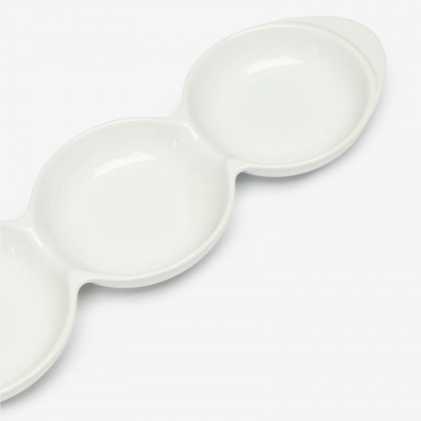 Bandeja Porcelana Degustacion 3 Divisões Branco 29X9X2.5cm Bandeja Porcelana Degustacion 3 Divisões Branco 29X9X2.5cm