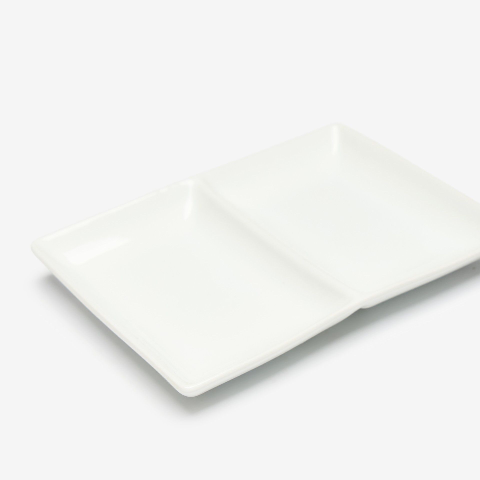 Prato Aperitivos Porcelana 2 Divisórias 16.5X12X2.5cm