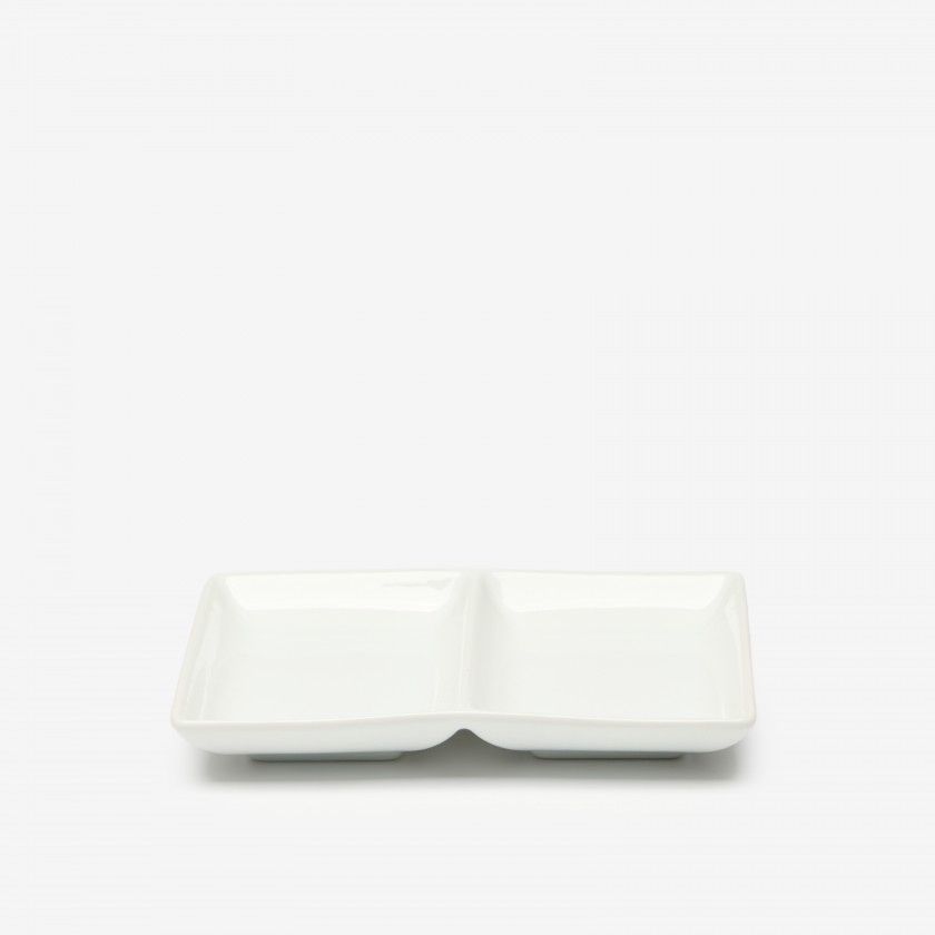 Prato Aperitivos Porcelana 2 Divis�rias 16.5X12X2.5cm