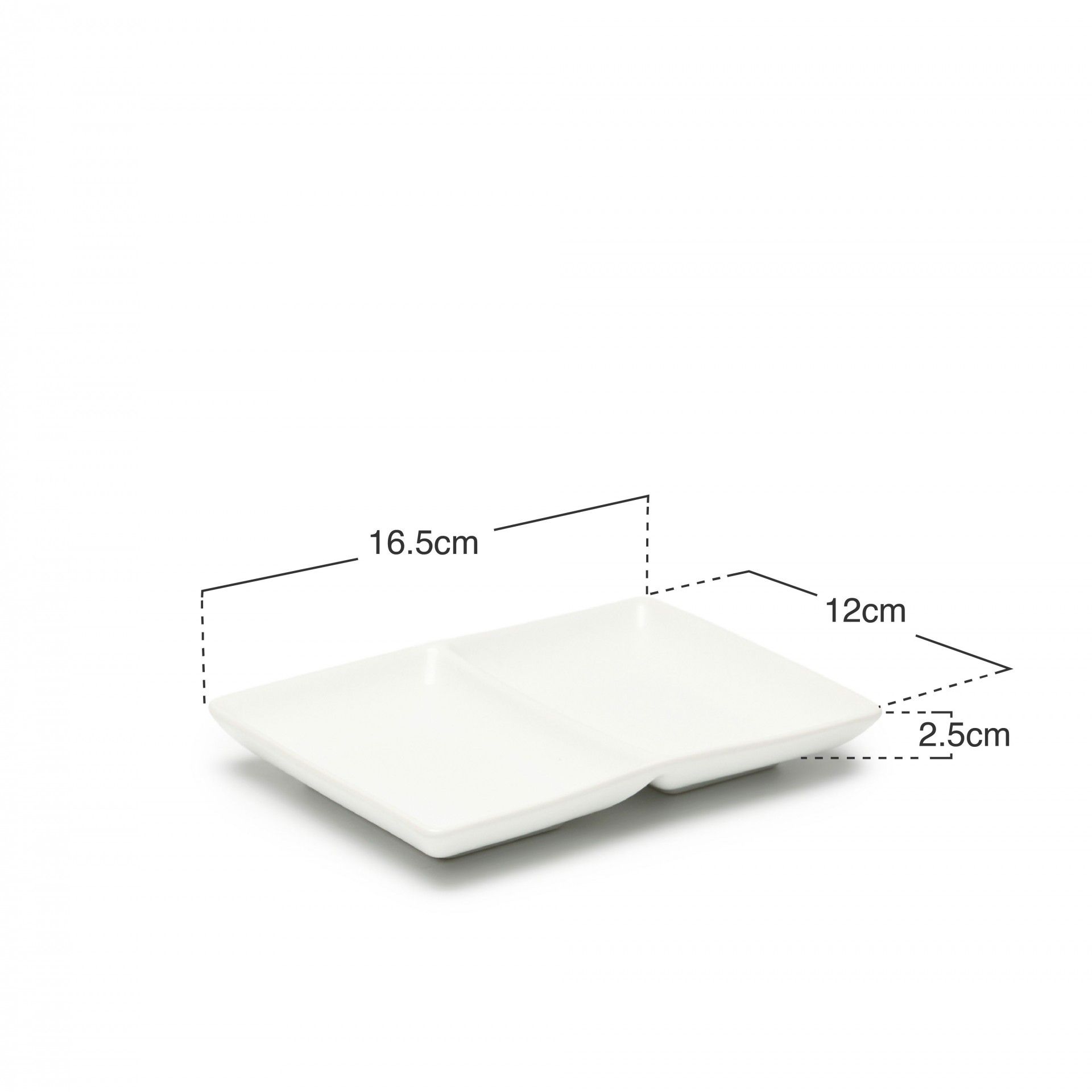 Prato Aperitivos Porcelana 2 Divisórias 16.5X12X2.5cm