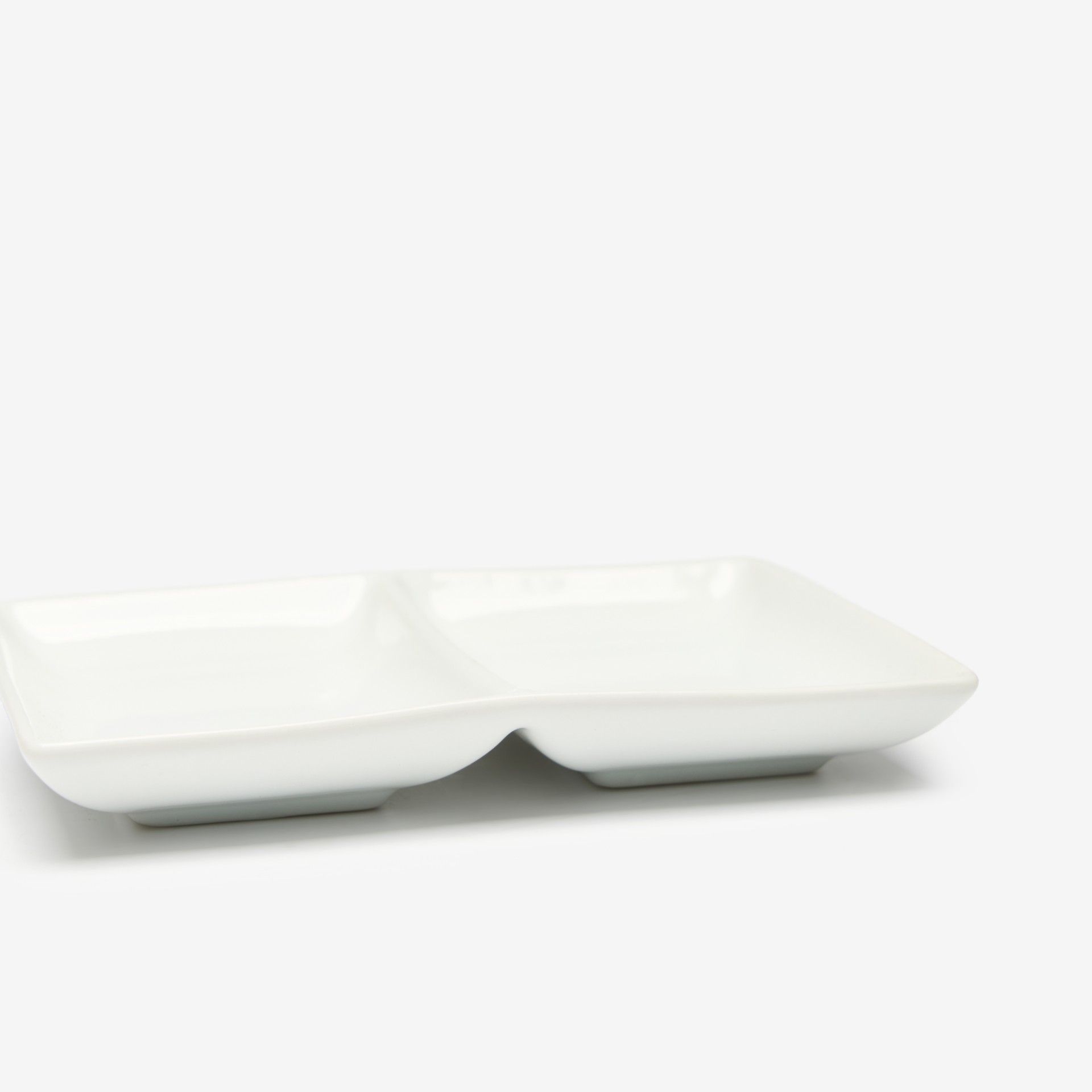Prato Aperitivos Porcelana 2 Divisórias 16.5X12X2.5cm