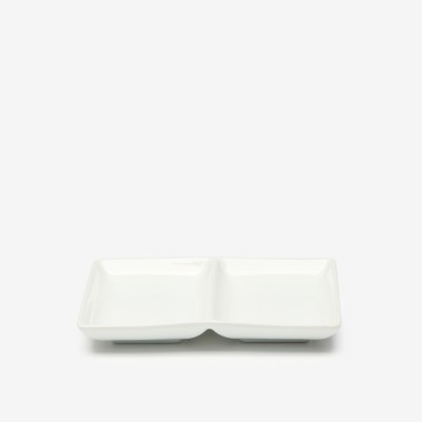 Prato Aperitivos Porcelana 2 Divisórias 16.5X12X2.5cm