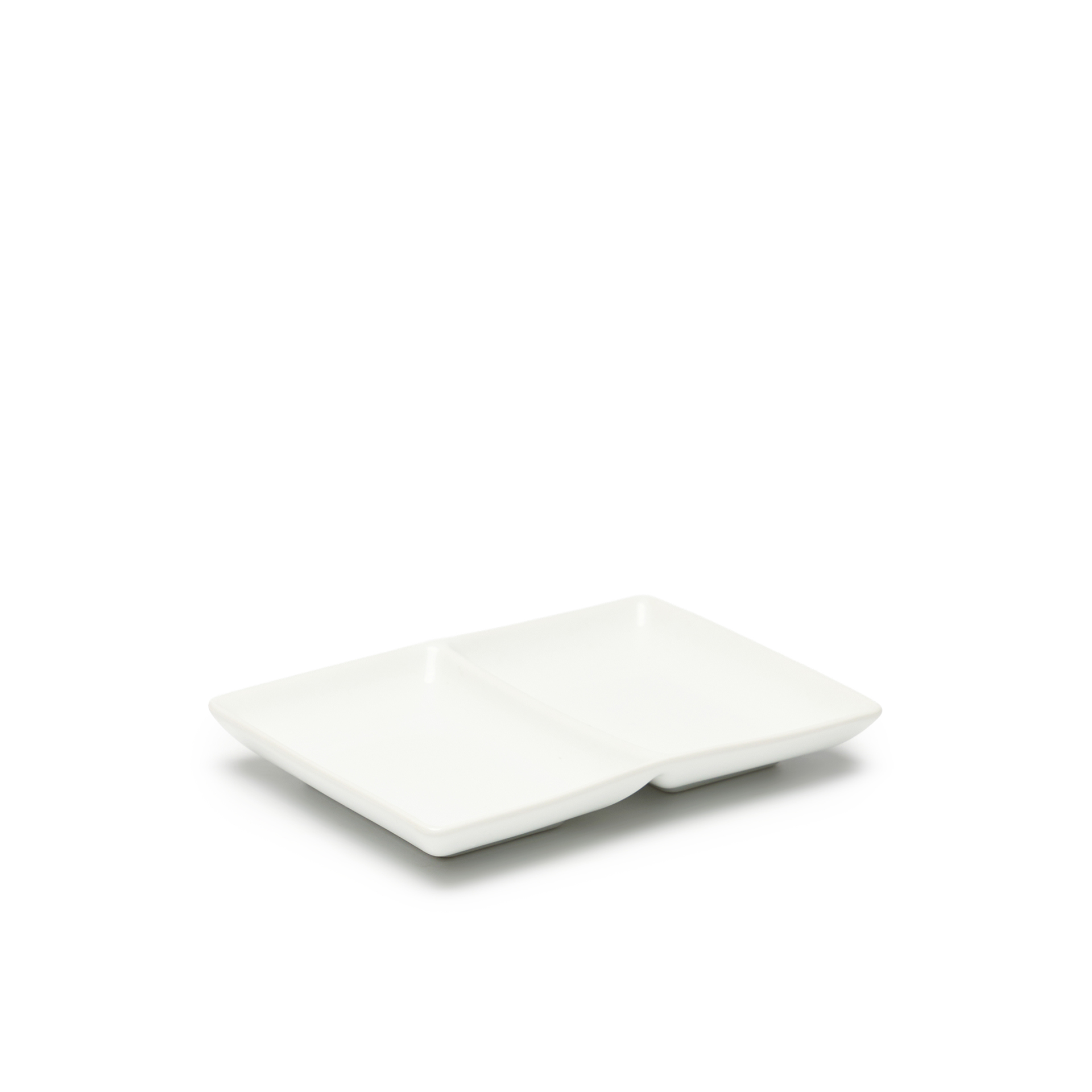 Prato Aperitivos Porcelana 2 Divisórias 16.5X12X2.5cm
