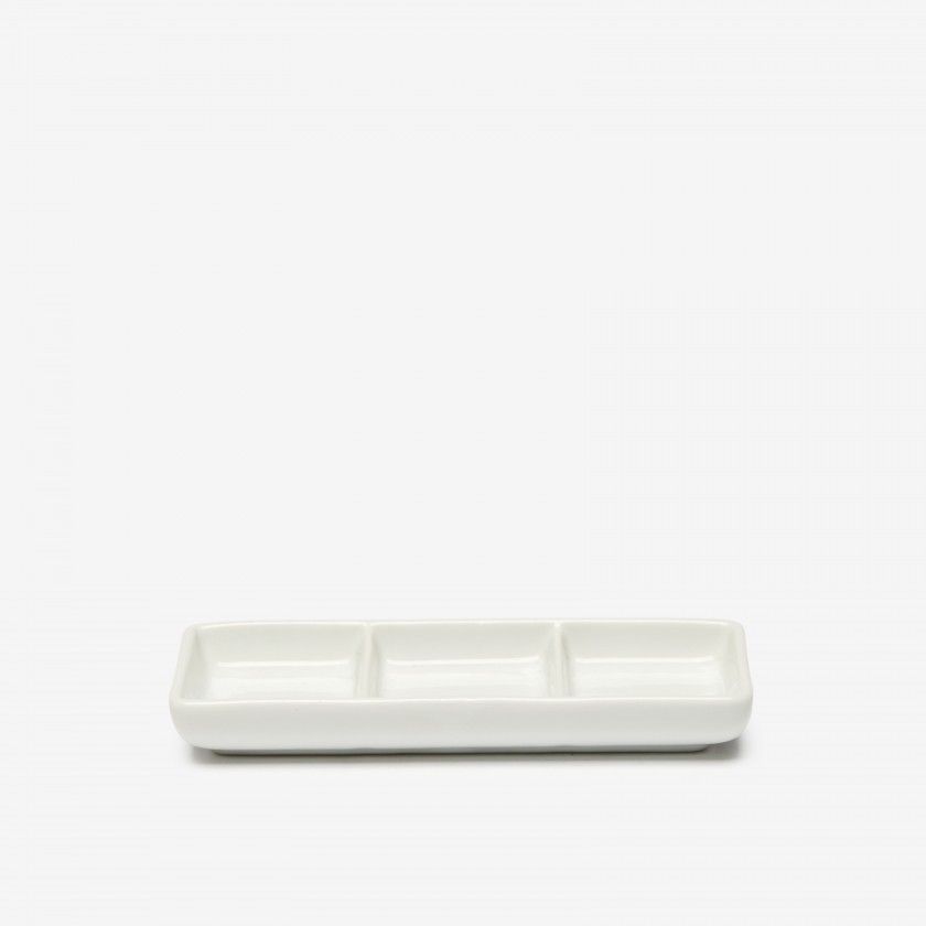 Prato Aperitivos Porcelana 3 Divisórias 15X6.3X2cm Prato Aperitivos Porcelana 3 Divisórias 15X6.3X2cm
