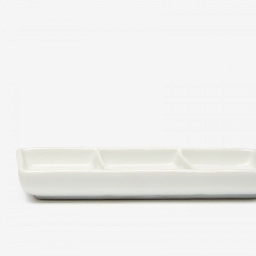 Prato Aperitivos Porcelana 3 Divisórias 15X6.3X2cm Prato Aperitivos Porcelana 3 Divisórias 15X6.3X2cm