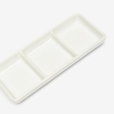 Prato Aperitivos Porcelana 3 Divis�rias 15X6.3X2cm