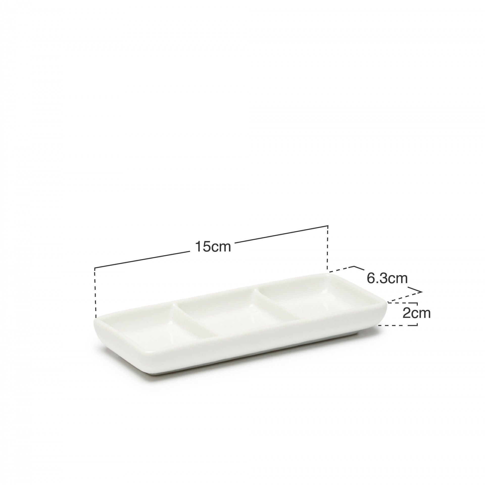Prato Aperitivos Porcelana 3 Divisórias 15X6.3X2cm