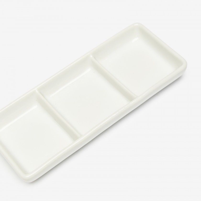 Prato Aperitivos Porcelana 3 Divisórias 15X6.3X2cm Prato Aperitivos Porcelana 3 Divisórias 15X6.3X2cm
