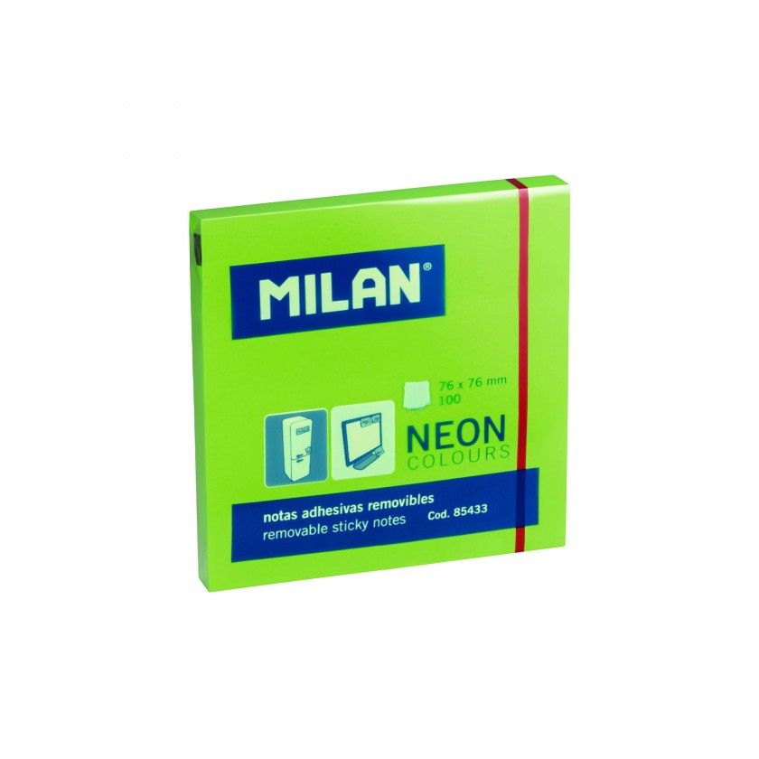 Bloco Notas Aderentes Milan Verde Fluor 100Folhas 76X76mm Bloco Notas Aderentes Milan Verde Fluor 100Folhas 76X76mm