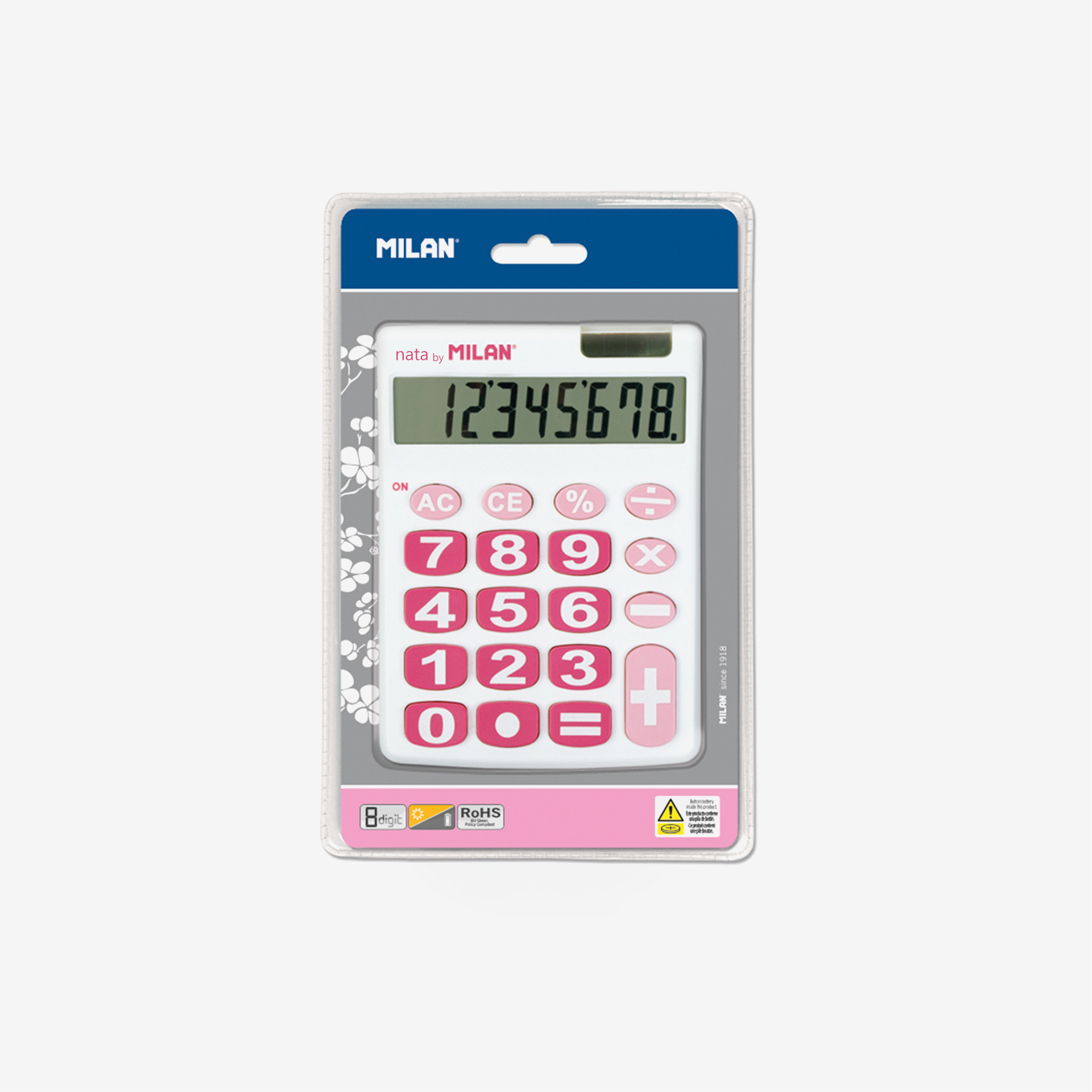 Calculadora Milan Branca Rosa 8 Digitos
