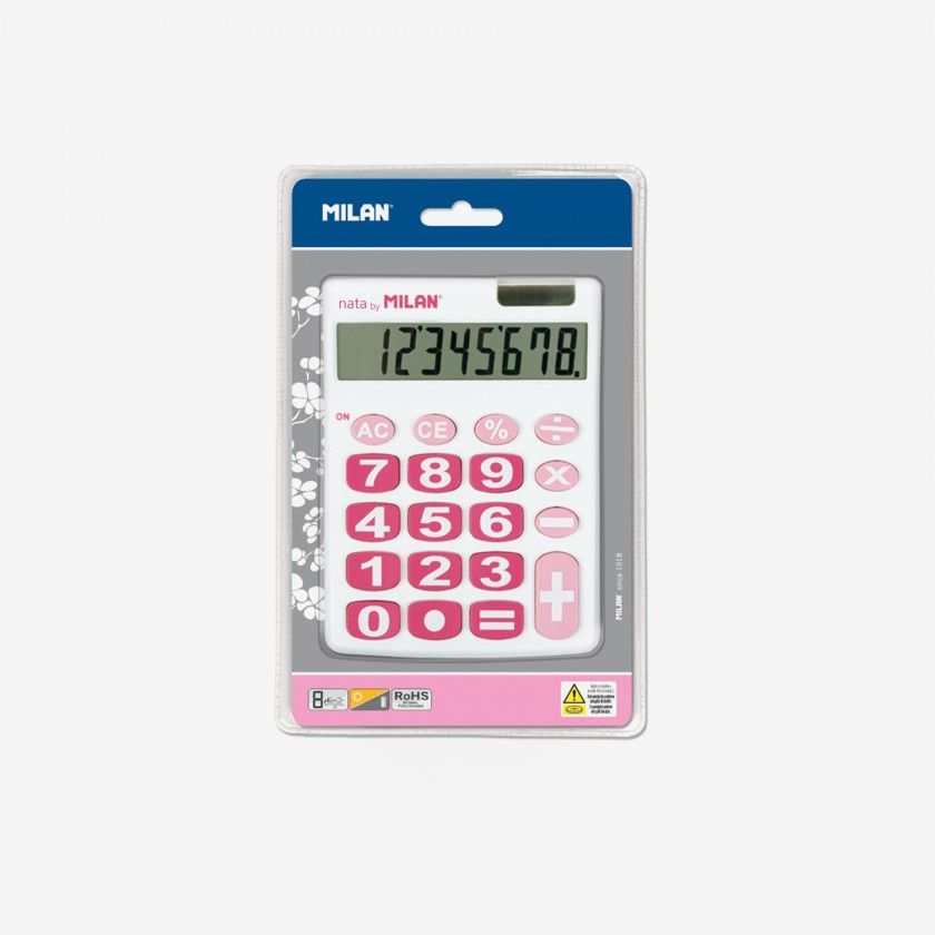 Calculadora Milan Branca Rosa 8 Digitos Calculadora Milan Branca Rosa 8 Digitos
