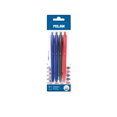 Caneta Milan Azul / Vermelho / Preto Pack 4