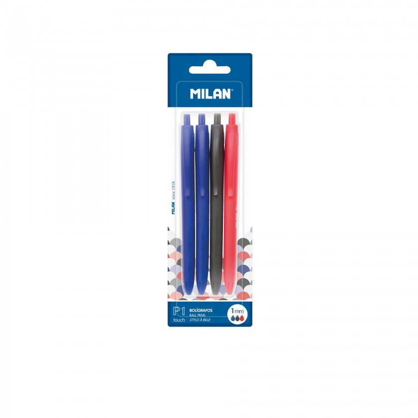 Caneta Milan Azul / Vermelho / Preto Pack 4 Caneta Milan Azul / Vermelho / Preto Pack 4