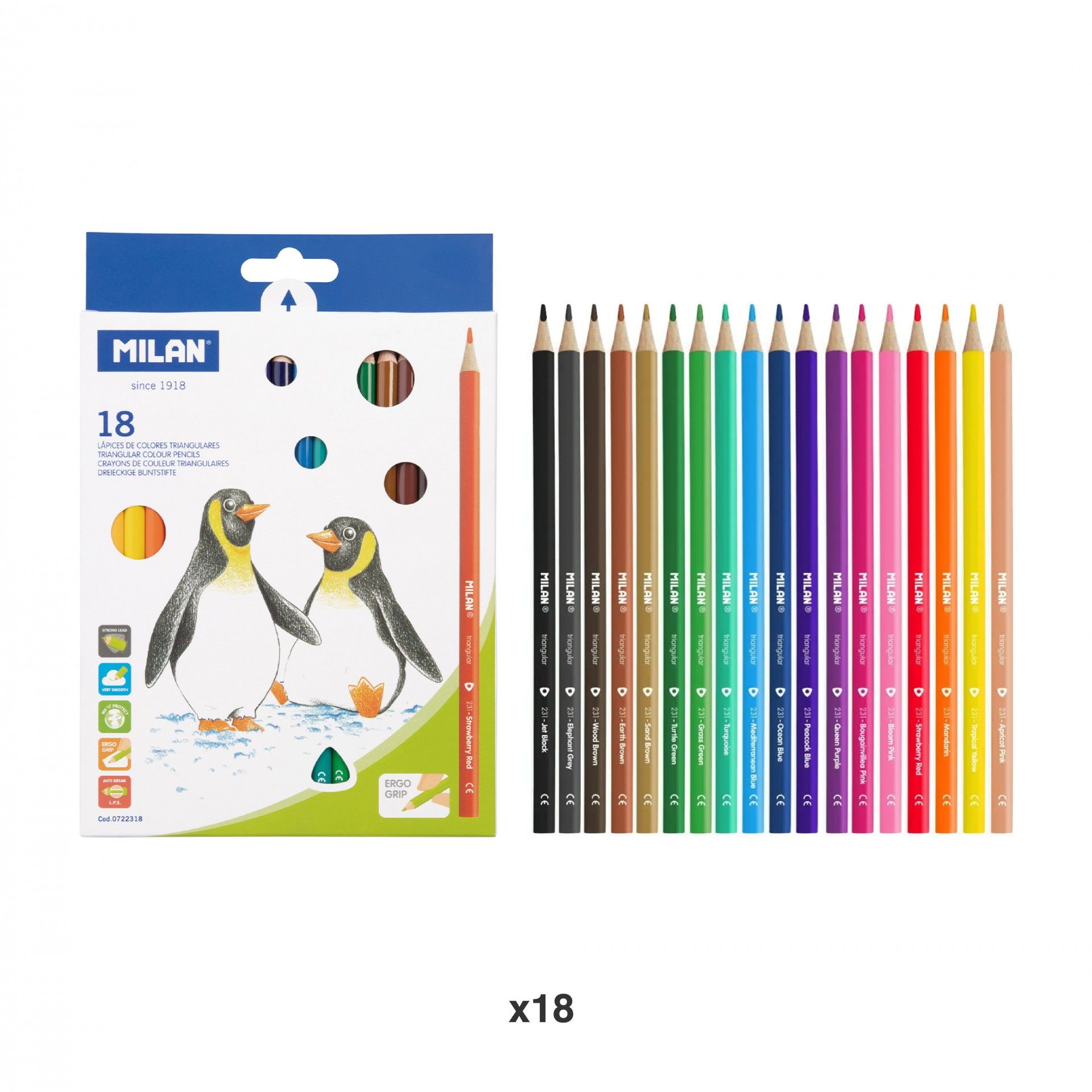 Lápis Cor Triangular Milan 18 Cores
