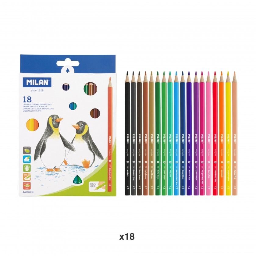Lápis Cor Triangular Milan 18 Cores Lápis Cor Triangular Milan 18 Cores