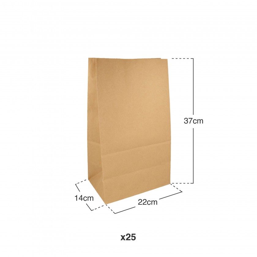 Embalagem 25 Sacos Kraft Catering Sem Asas 14X37cm Embalagem 25 Sacos Kraft Catering Sem Asas 14X37cm