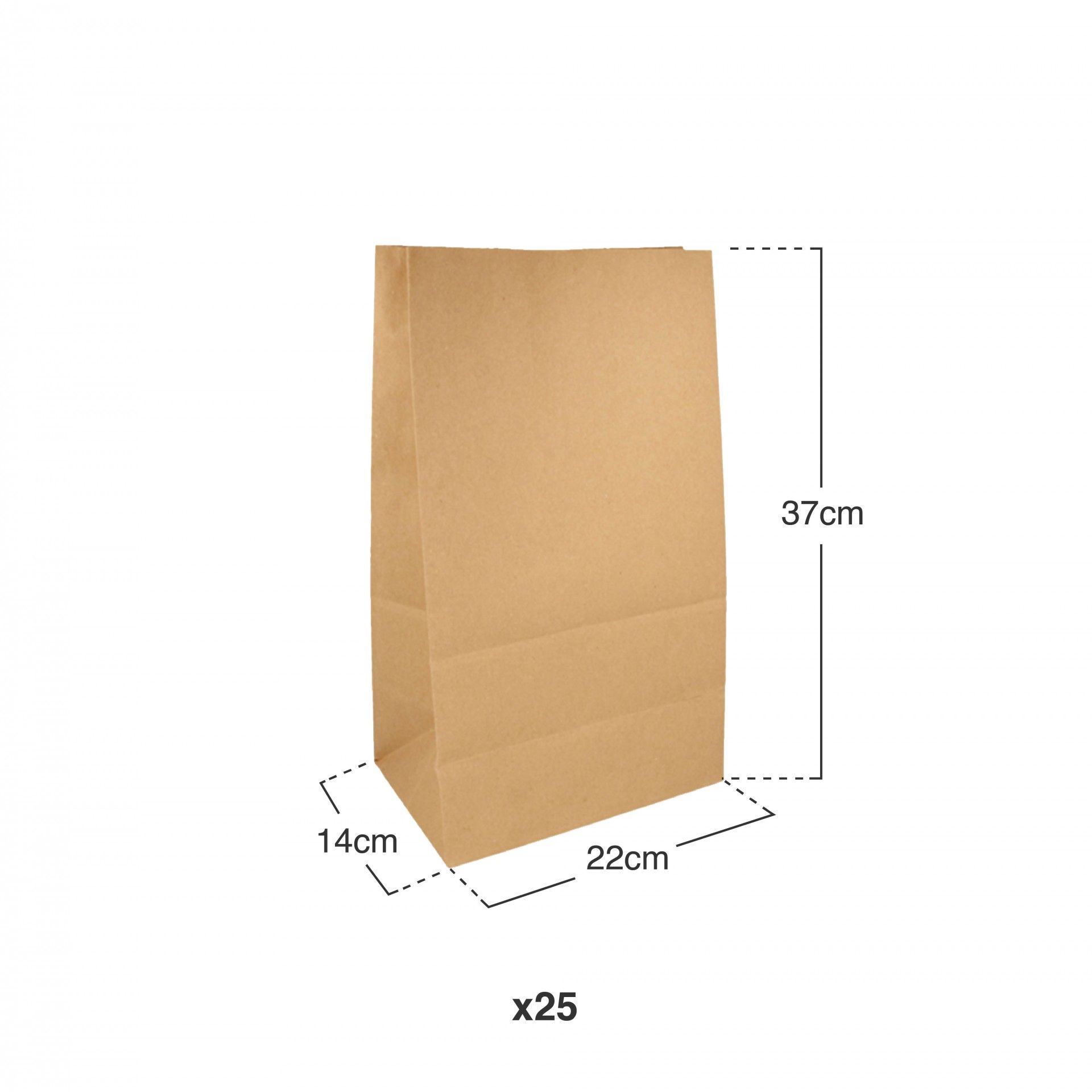 Embalagem 25 Sacos Kraft Catering Sem Asas 14X37cm