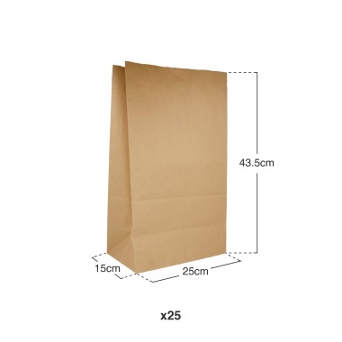 Embalagem 25 Sacos Kraft Catering Sem Asas 25X43.5cm