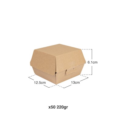 Caixa Hamburguer 220g 13X12.5X9cm Pack 50