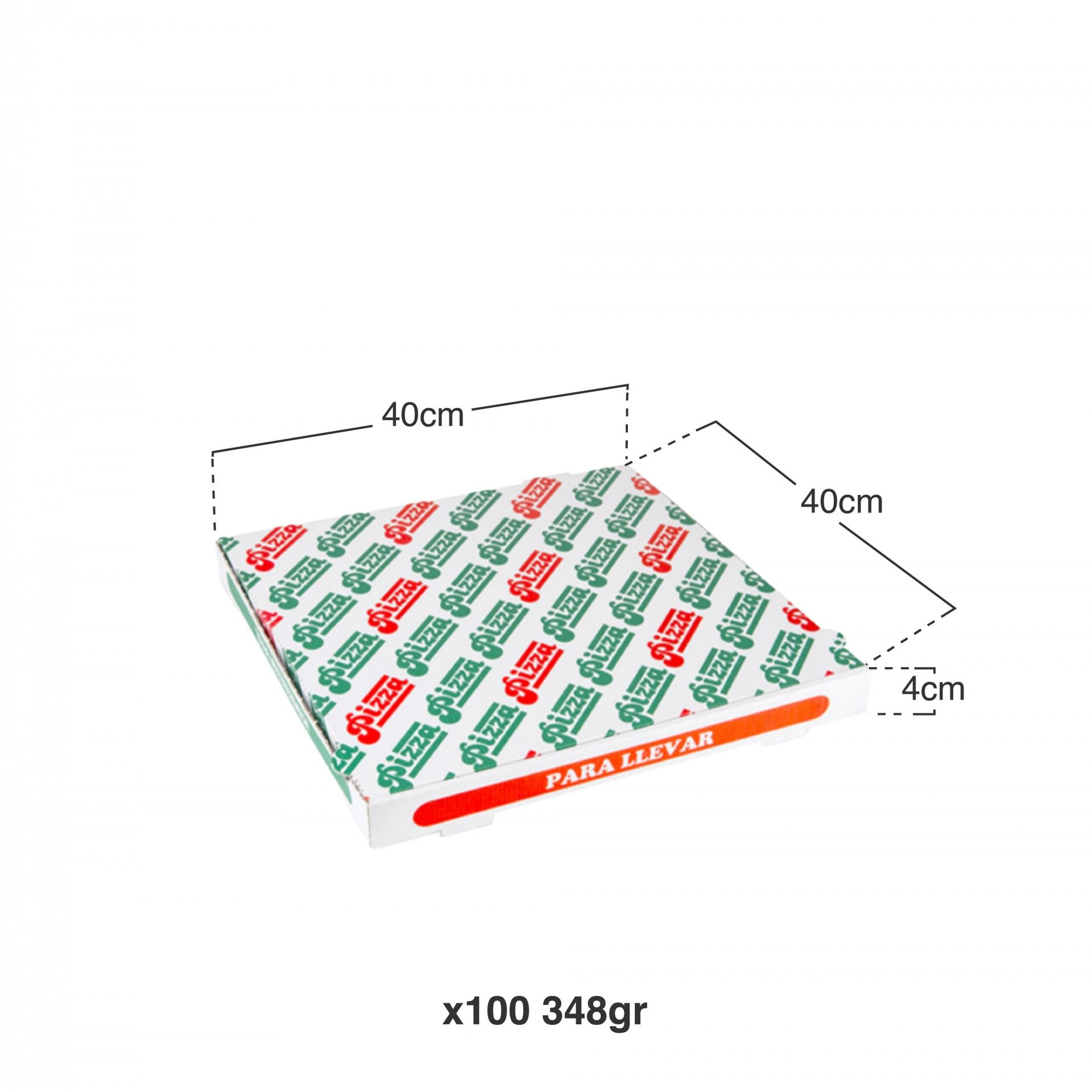 Caixa Pizza Cartão 348g 40X40X4cm Pack 100