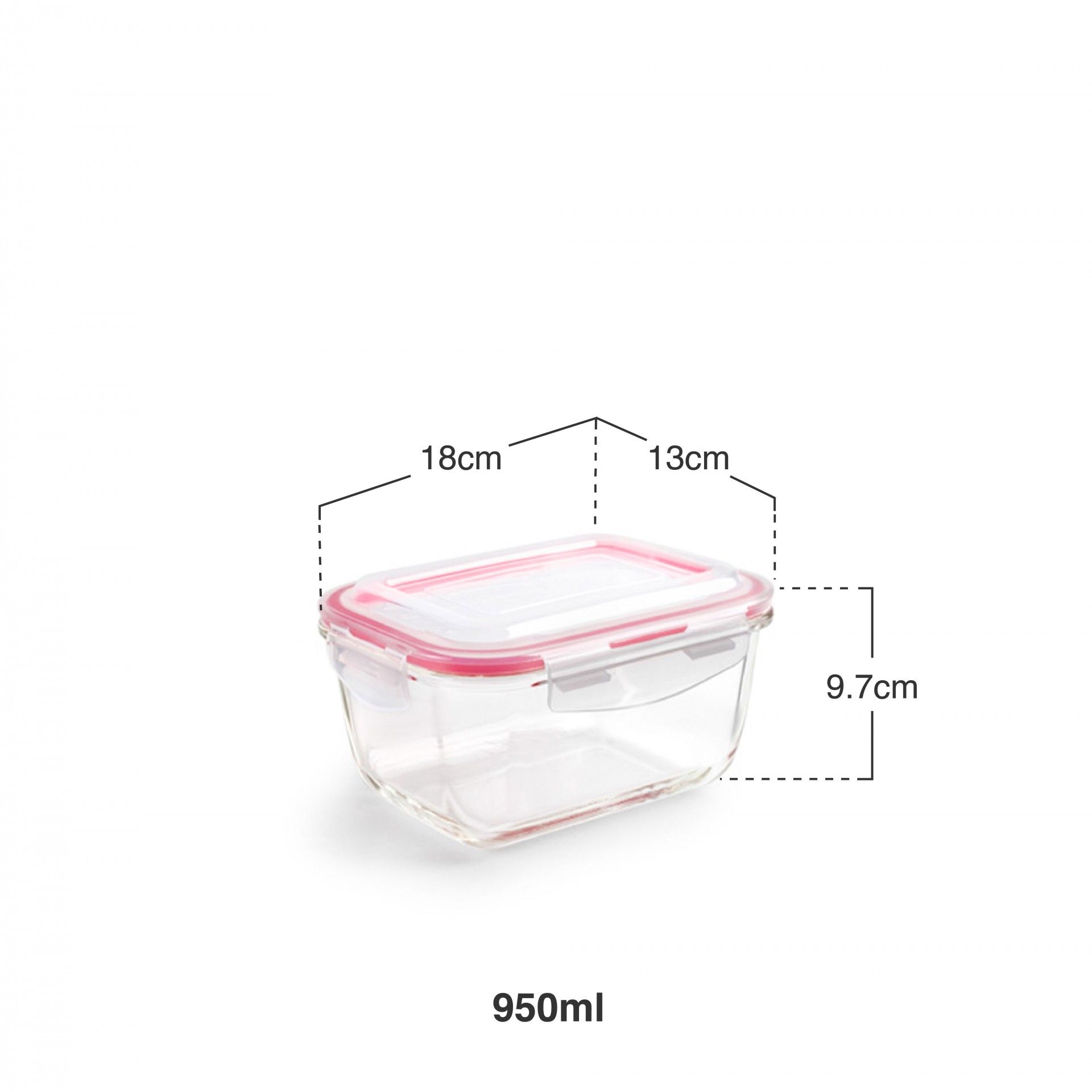 Caixa Hermetica Borosilicato 950ml 18X13X9.7cm