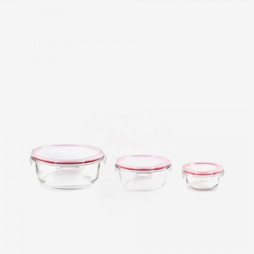 Caixa Hermetica Borosilicato 220/650/1300ml Pack 3 Caixa Hermetica Borosilicato 220/650/1300ml Pack 3