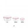 Caixa Hermetica Borosilicato 220/650/1300ml Pack 3 Caixa Hermetica Borosilicato 220/650/1300ml Pack 3
