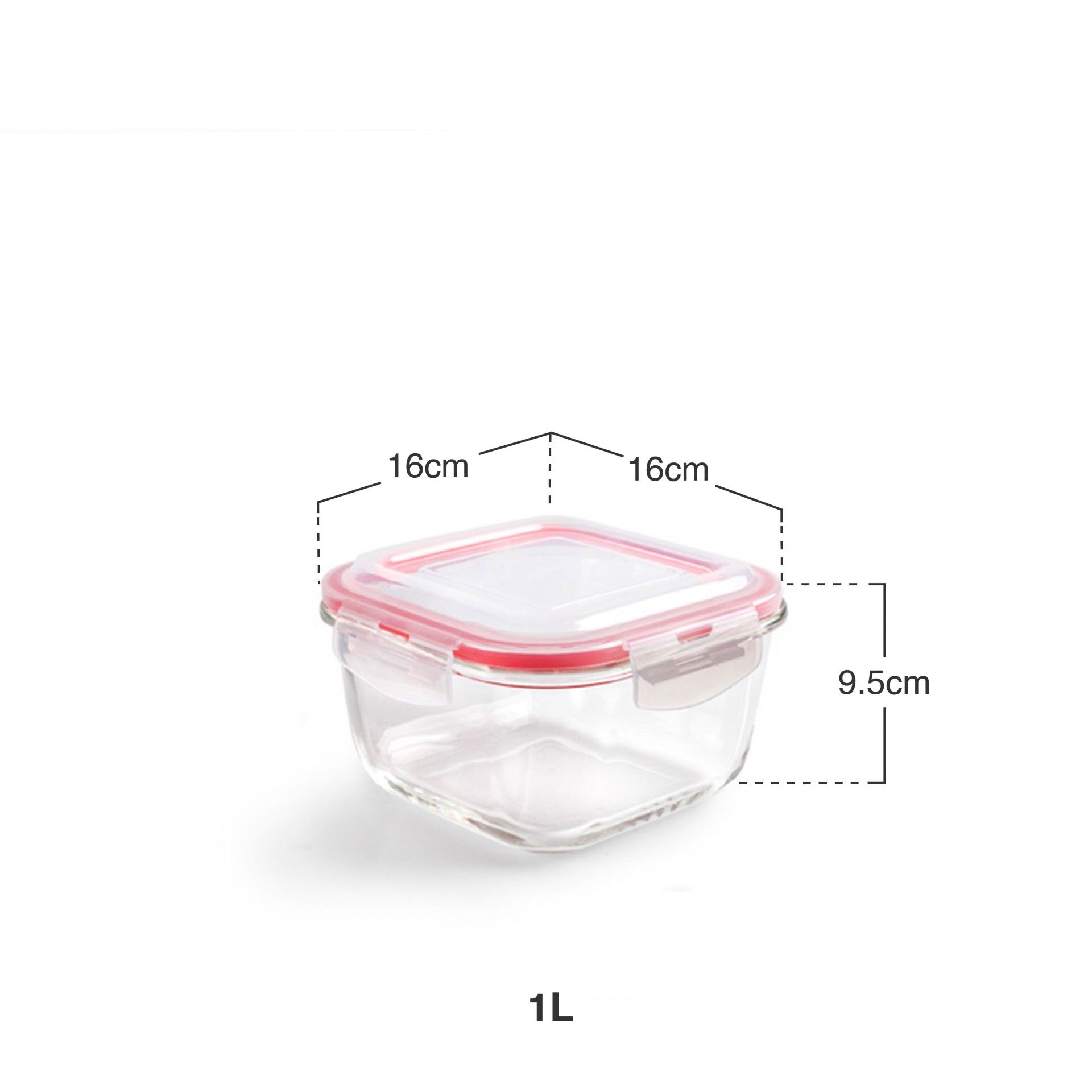 Caixa Hermetica Borosilicato 1000ml 16X16X9.5cm