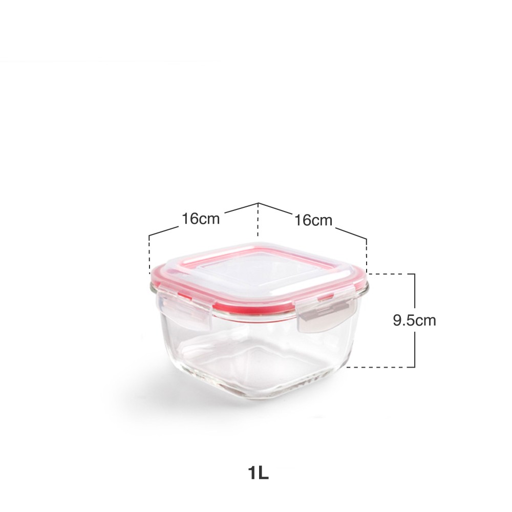 Caixa Hermetica Borosilicato 1000ml 16X16X9.5cm